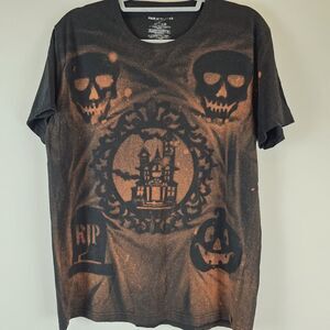 Halloween Day Of The Dead T-Shirt Size Medium Black‎ Orange Skull Skeleton.E43